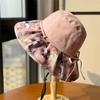 Summer Travel Big Brimmed Fisherman Hat, Women's Printed Bow Sun Hat Face Covering Beach Hat Sun Hat UV Protection