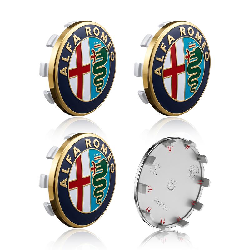 Tappi Mozzo Ruota a Scatto Antiruggine da 60 mm Coprimozzi Centrali per Alfa Romeo Giulia Stelvio Giulietta Spider GT 4C 8C Mito Brera Modifica