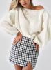 2024 One-Shoulder Off-the-Shoulder Loose Knit Pullover Sweater for Women