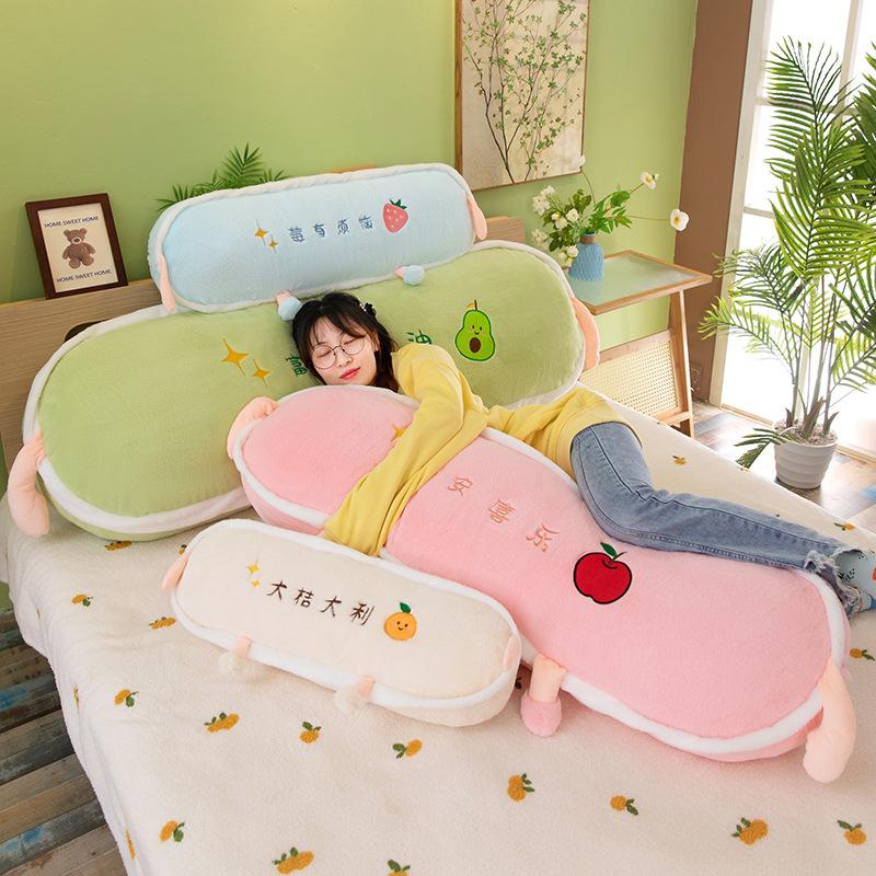 Fruit Headrest Girls Pinch Legs Long Throw Pillow Plush Toy Bed Large Cushion Removable and Washable Liner