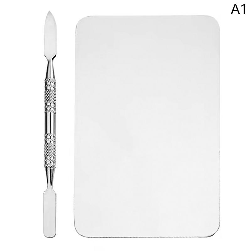 Stainless Steel Makeup Mixer Nail Art Polish Mixing Plate Foundation Eyeshadow Mixer Palette With Spatula Rod Beauty Tools
