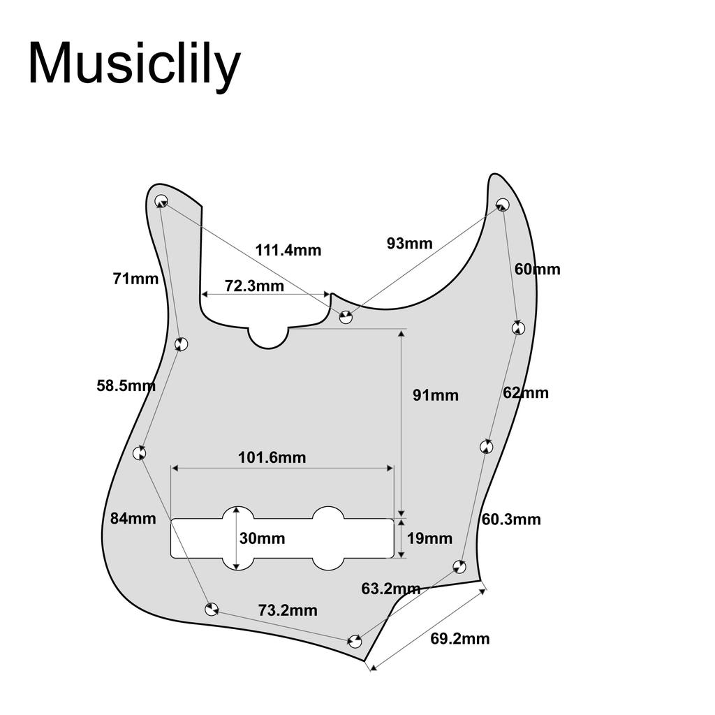 Musiclily Pro 10-Hole Precision Bass PB Pickguard for 5-String Fender American Precision Bass, Parchment 3-Piece Set