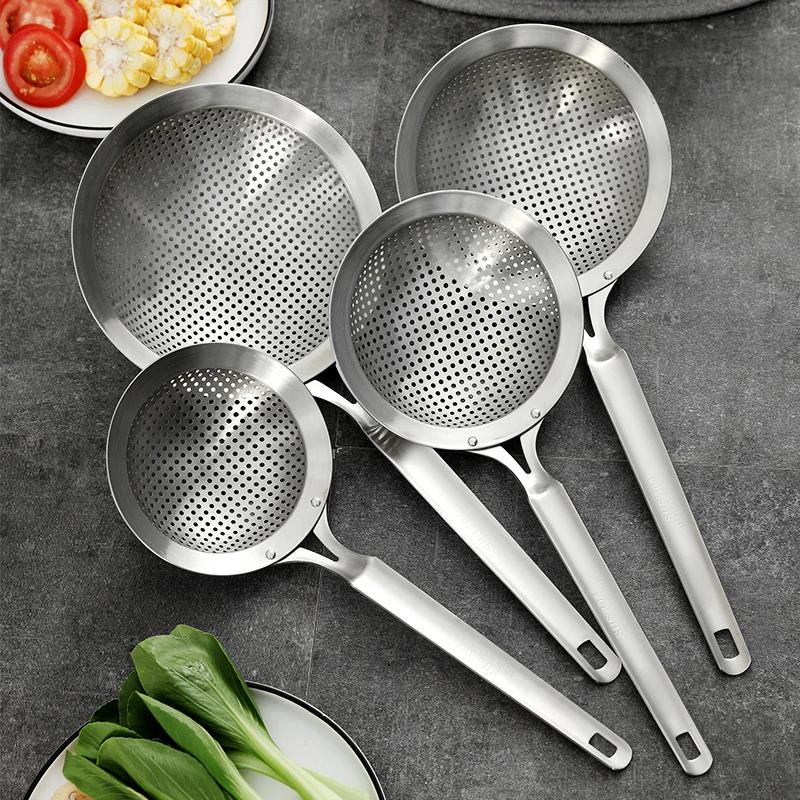 304 Stainless Steel Skimmer Strainer Colander Mesh Deep Fryer Oil Frying Scoop Noodles Dumpling Sieve - Kitchen Tools