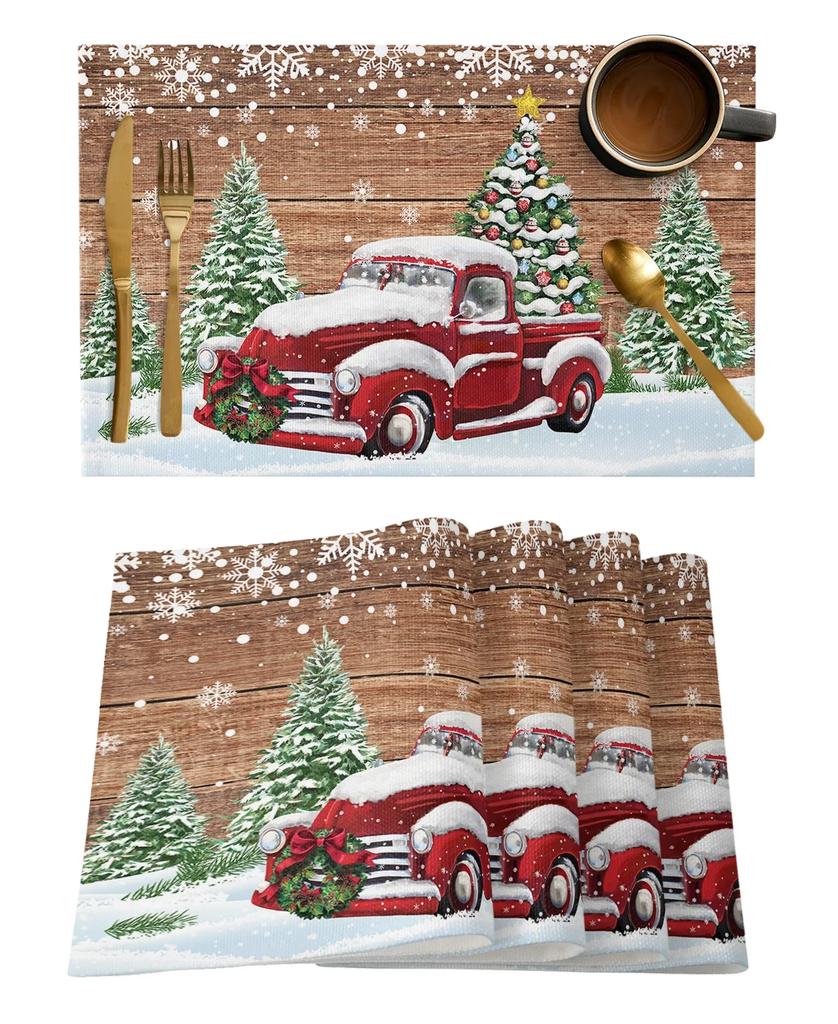 1PC Placemat Christmas Snowman Snowflake Kitchen   Coffee Dining Table Mats Coaster Pad