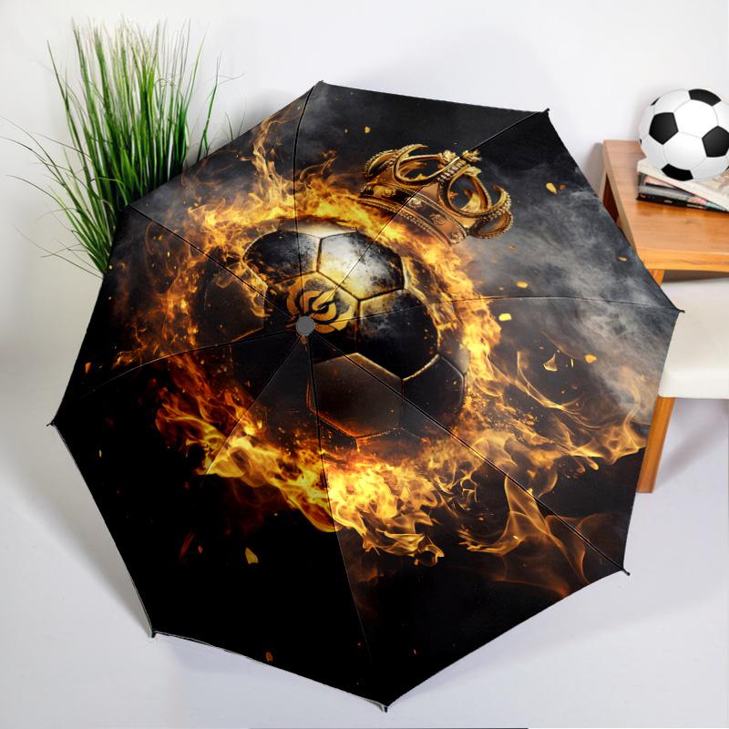 Basketball Crown Fire Sport Umbrella Folding Umbrella, Automatic Umbrella 8-Frame for Travel, Camping Use Gift for Halloween Christmas