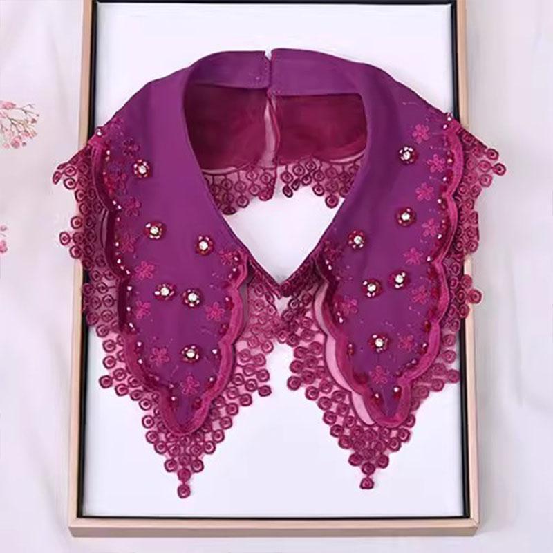 

Мода Новый Кружевной Накладной Воротник Вырез Женский Белый Лацкан Ложные Воротники Женский Бисероплетение Съемный Отстегивающийся Воротник Галстук Искусственный Воротник