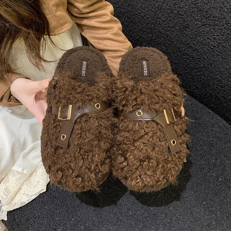 

Женские милые мультяшные плюшевые тапочки - Теплые и теплые хлопковые зимние домашние тапочки на толстой подошве для девочек, сладкие плюшевые повседневные комнатные туфли 40/41 темно-коричневого