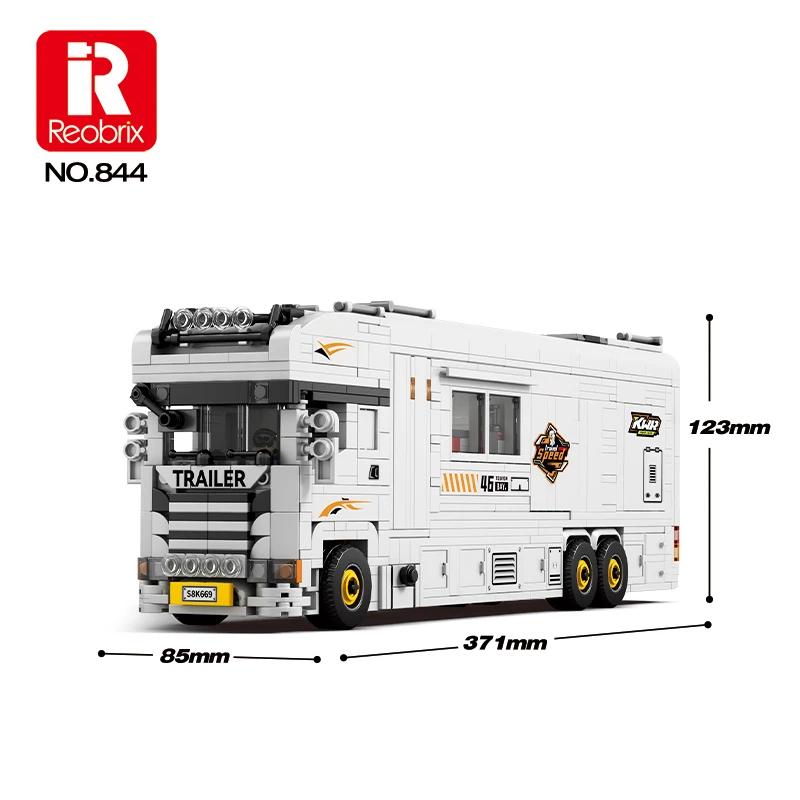 Truck Series Building Block Container Heavy Truck Trailer RV Luxury Motorhome Model Bricks Desktop Collectible Ornament Toy Gift