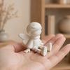 Angel Figurine with Articulated Legs, 3D Printed Guardian Angel Statue, Sitting Angel Desk Decoration for Home Office Shelf