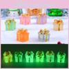 Six Colors Resin Luminous Gift Box Creative Diy Miniature Ornament Christmas Car Decor