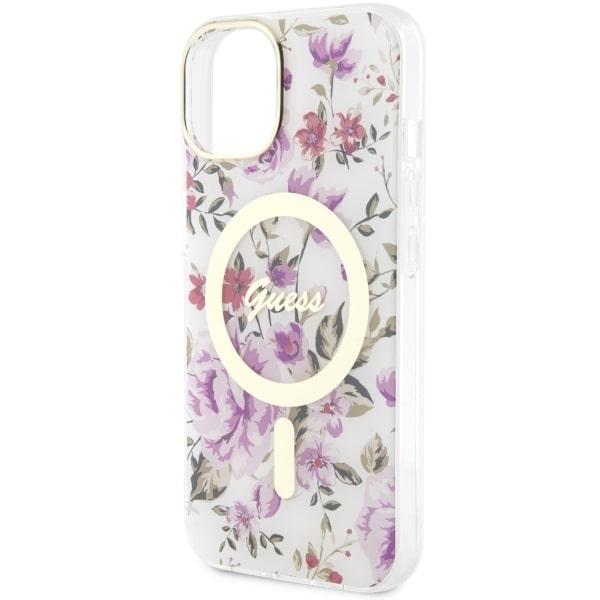 Etui do iPhone 14 Plus Guess Flower MagSafe Przezroczyste