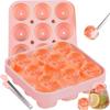 Ice Cube Mold with Lid, Silicone Rose Ice Cube Tray with Mini Tongs, Rose Ice Cube Trays for Freezer, Easy Release Ice Trays Maker, Make 9 Ice Ball