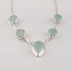 Aqua Chalcedony Gemstone 925 Sterling Silver Handcrafted Jewelry Designer Necklace 16-18" Gift RN-3-20