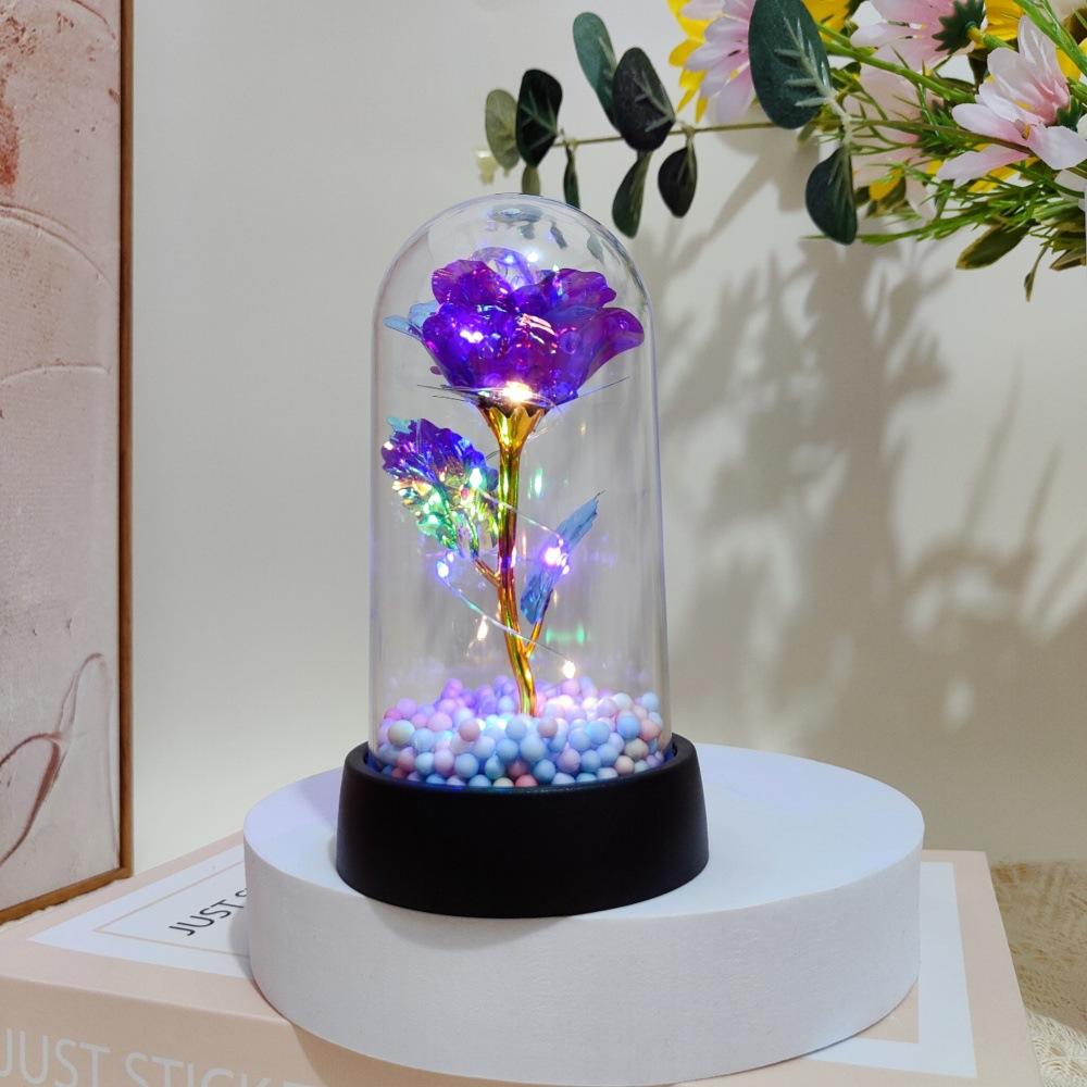 Gold foil rose acrylic cover immortal flower Mother's Day Qixi Festival Valentine's Day gift creative night light ornament
