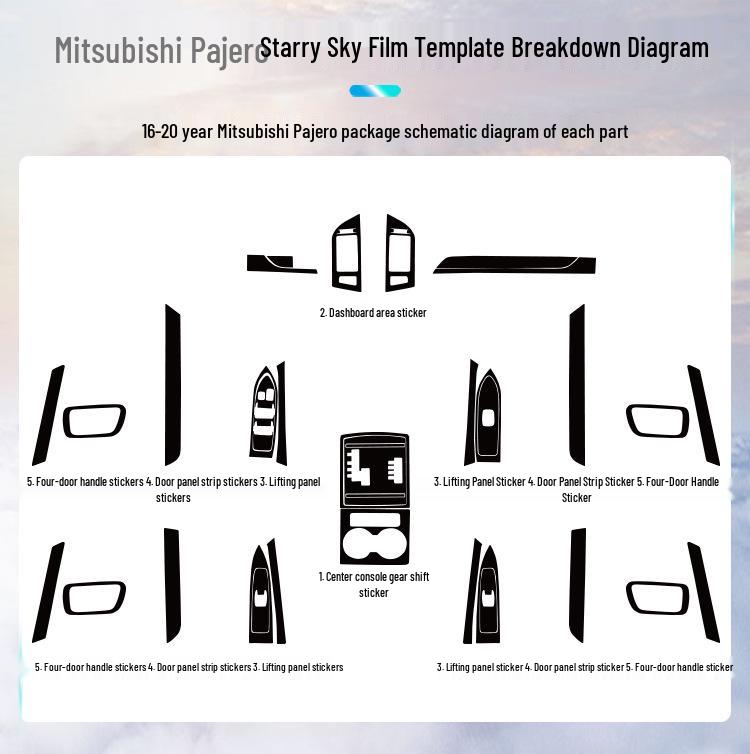 Matowa folia Starry Sky do modyfikacji wnętrza Mitsubishi Pajero 2016-2020
