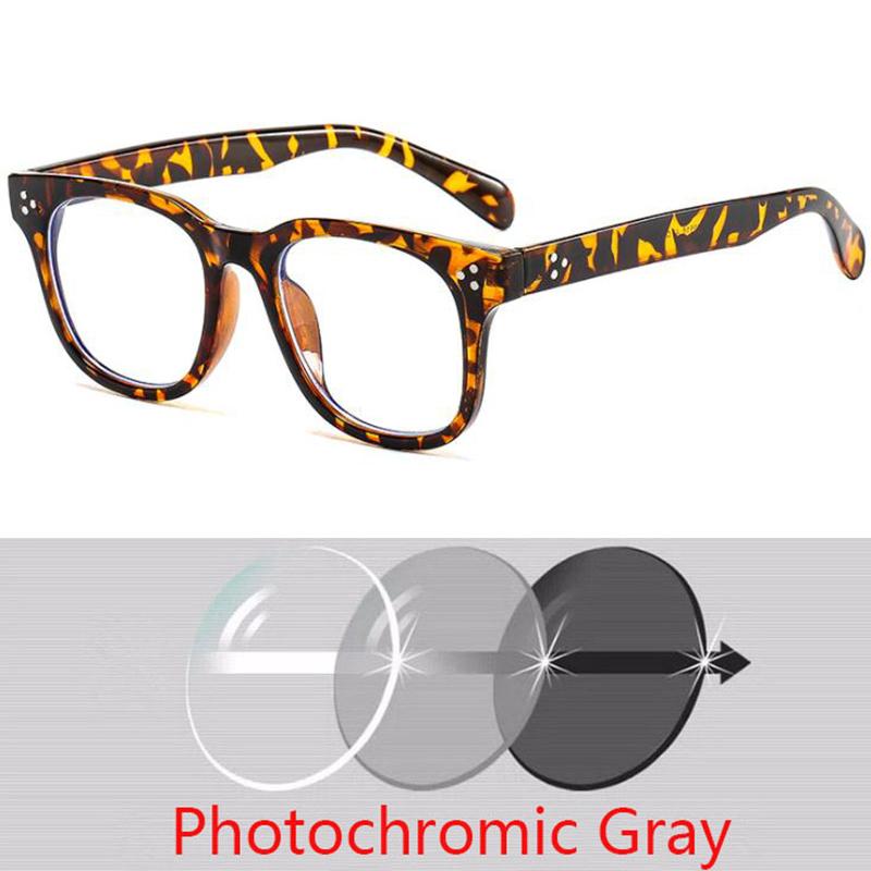 -1 -1.5 -2 -2.5 -3 -3.5 -4 -4.5 -5.0 -5.5 -6.0 Classic Rivets Myopia Eyeglasses With Degree Women Men Black Leopard Frame Glasses