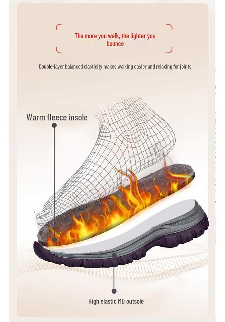 Women's Waterproof Non-slip Velvet-Lined Extra Wide Walking Shoes for Winter