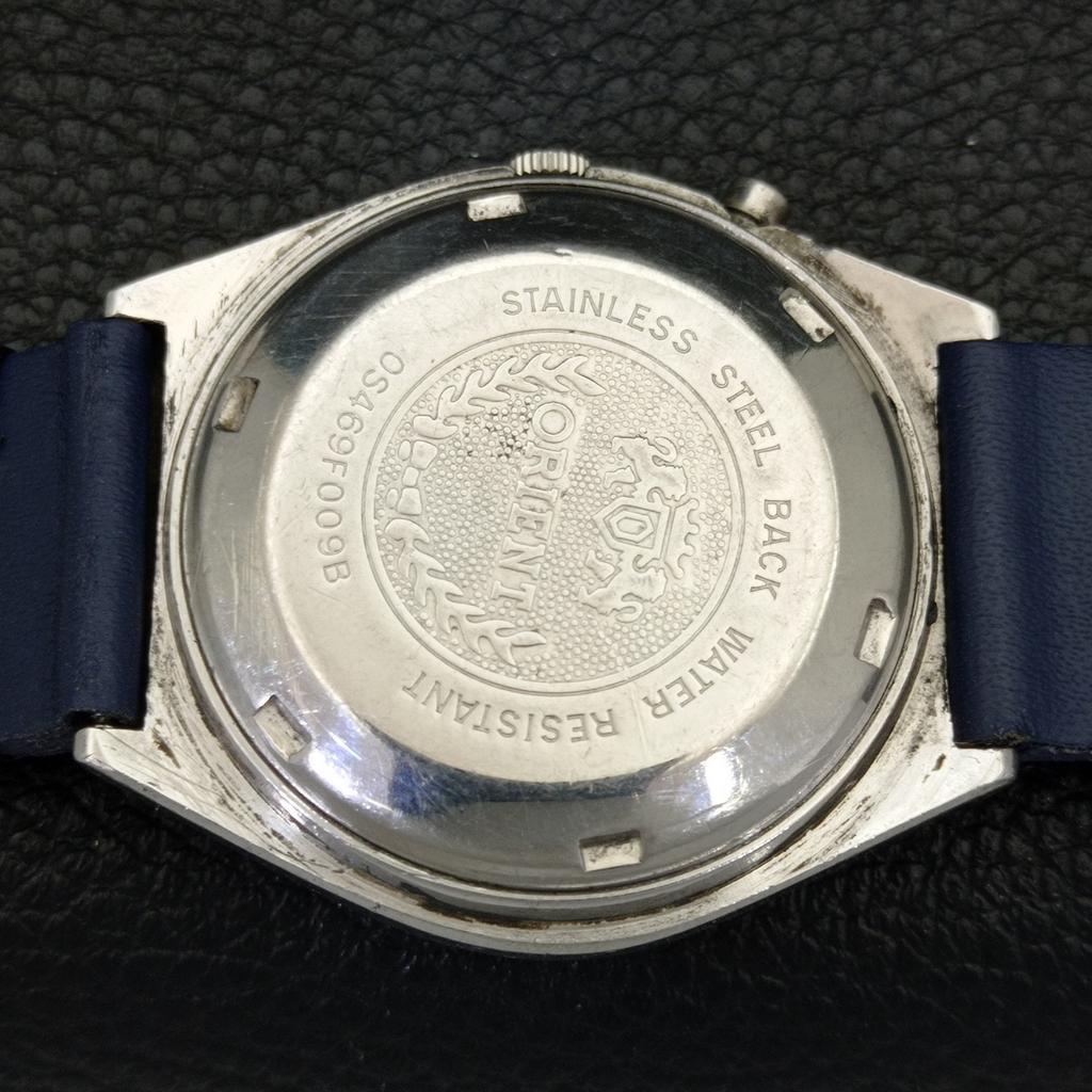 AUTOMATIC VINTAGE ORIENT 46941 JAPAN MENS BLUE COLOR DIAL WATCH a500745-5 R154-a500745