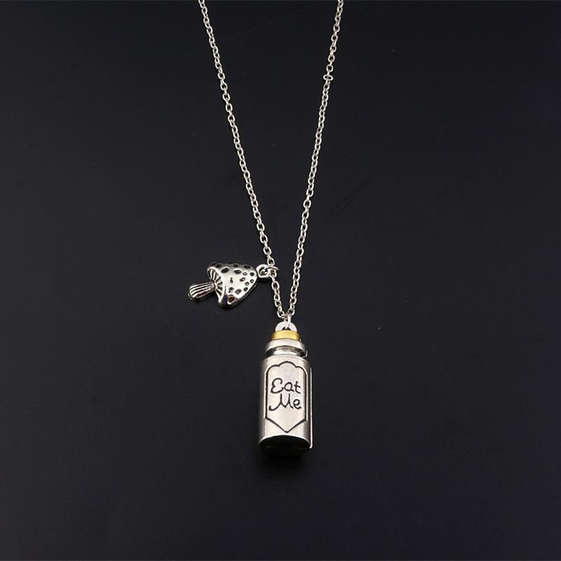 In Alice Wonderland Inspired Necklace With Mushroom Shape For Collectors Gift