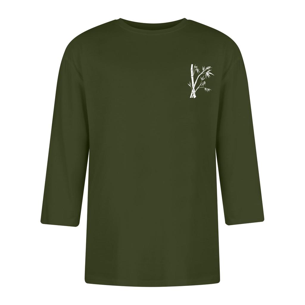 Men's casual and fashionable printed collar three-quarter sleeve top T-shirt