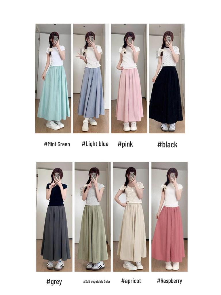 Petite Yamamoto Women's High-Waisted Summer Culottes: Slimming Casual Wide-Leg Midi Skirt Pants