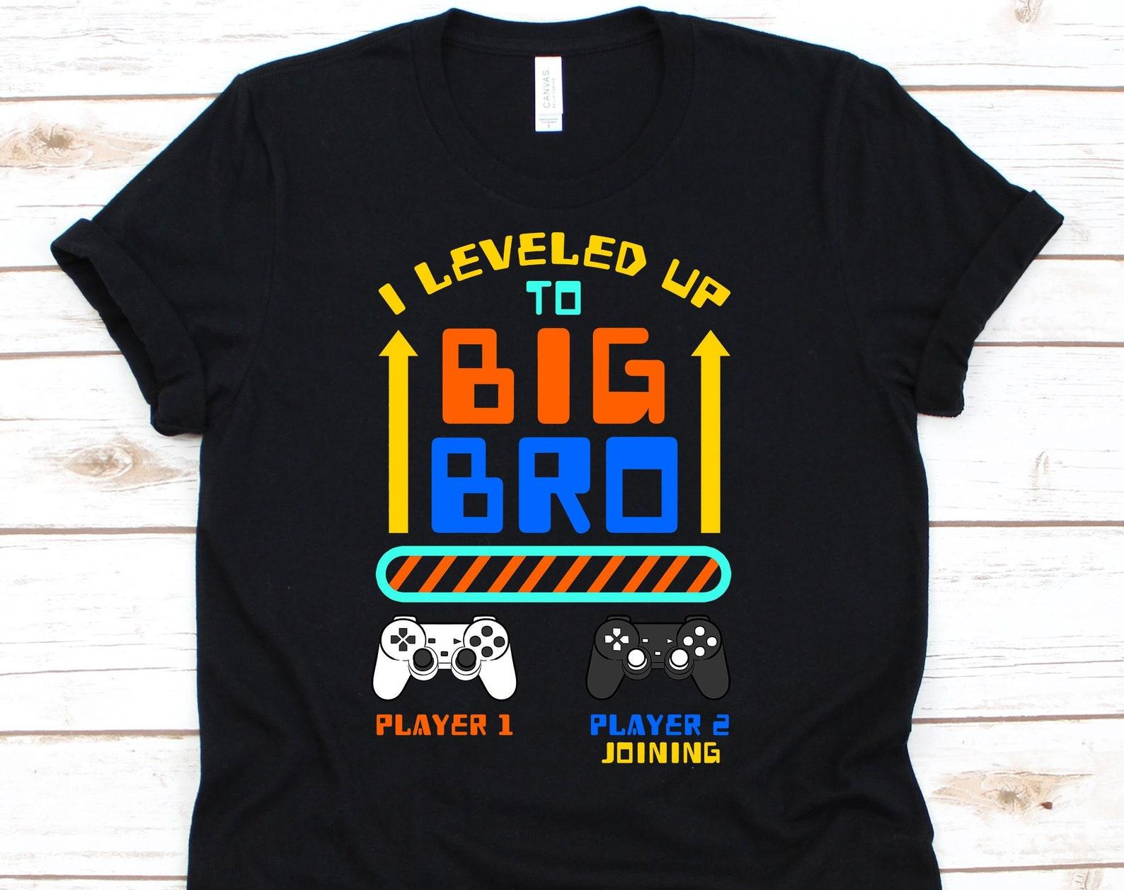 I Leveled Up To Big Bro Shirt, Big Brother Shirt, Big Brother Announcement Shirt, Promoted To Big Brother, Big Brother Gift 3XL