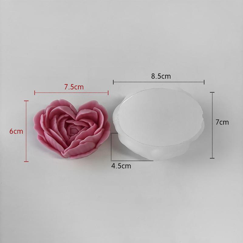 Heart Flowers Mold DIY Heart Shaped Roses Aromatherapy Candle Epoxy Resin Plaster Mould Handmade Soap Silicone Molds