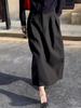 Women's Black Tulip High-Waist Skirt - Slimming, Plus Size, 2025 Autumn/Winter Fashion