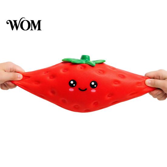 Reusable Stress Ball Cartoon Strawberry Relief Toy, Giant Squeeze Fake Shaped Fruit Sensory Fidget Toy for Home Office School