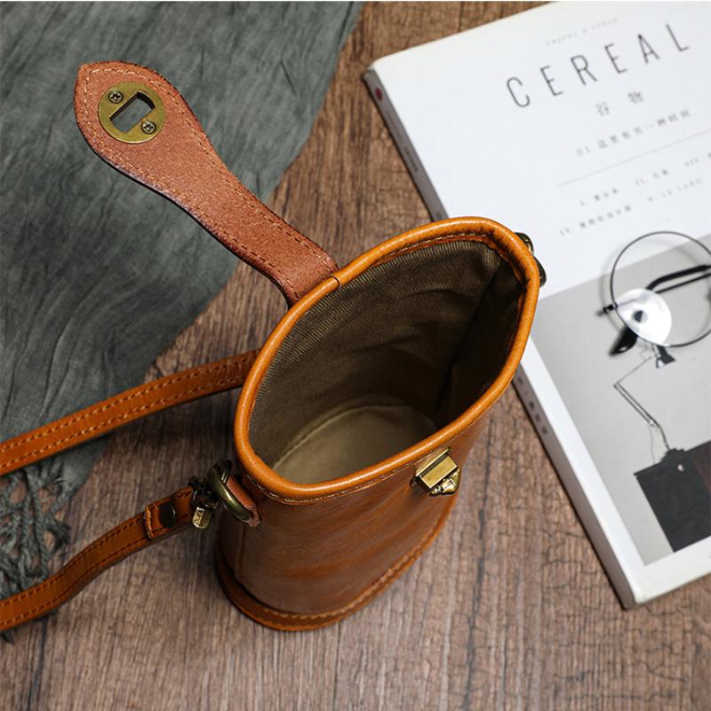 Johnature Leisure Natural Soft Real Cow Leather Women Small Bag Versatile Retro Solid Color Shoulder & Crossbody Bags