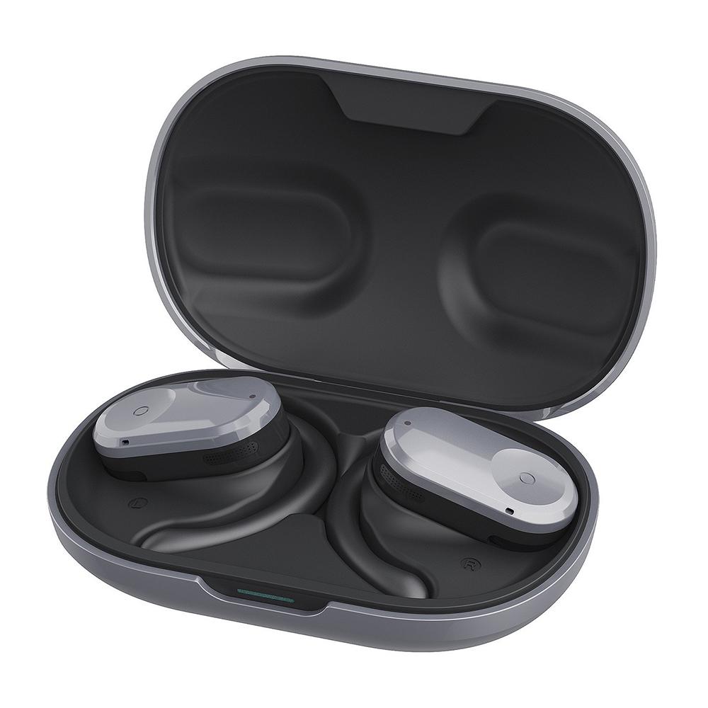 

Q2 OWS Bluetooth-compatible 5.3 Earphone Bone Conduction Ear Hanging Stereo Music Headset Silver+Black