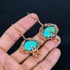 Arizona Turquoise 999 Copper Wire Wrapped Earrings, Handmade Gemstone Jewelry Earrings For Memorial Day