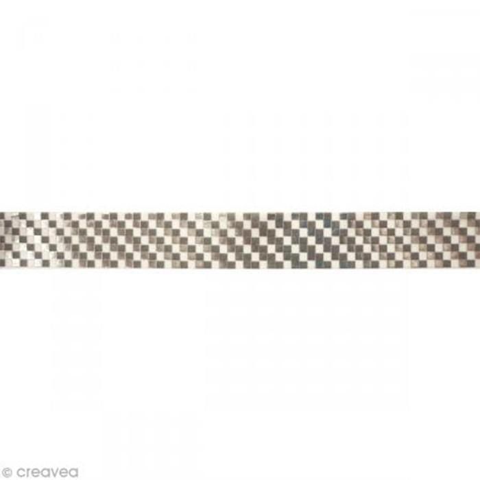 Masking Tape 1,5 cm x 10 m - Damier - argenté