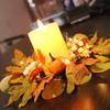 30cm Artificial Maple Leaves Candle Ring Candle Wreath Ring for Thanksgiving Centerpiece Table Decoration