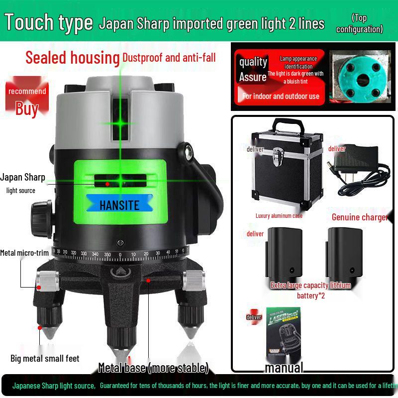 High-Precision Infrared Laser Level: 2 & 5-Line, Automatic, Indoor/Outdoor, Green & Blue Light