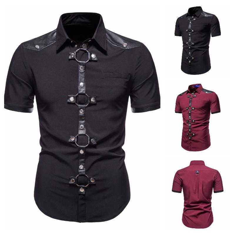 2026 Summer European Men s Patchwork Performance Short Sleeve Shirt 2XL чёрный