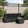 Vidaxl 5-Cz. Tuin Lounge Set, Kussens, Zwart Rotan PE