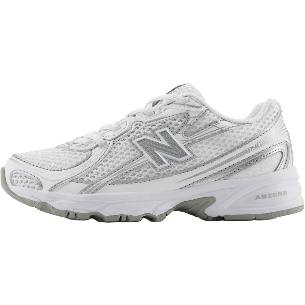 New Balance 740 Bungee Lace Little Kid White Silver Kids Sneakers PZ740WM