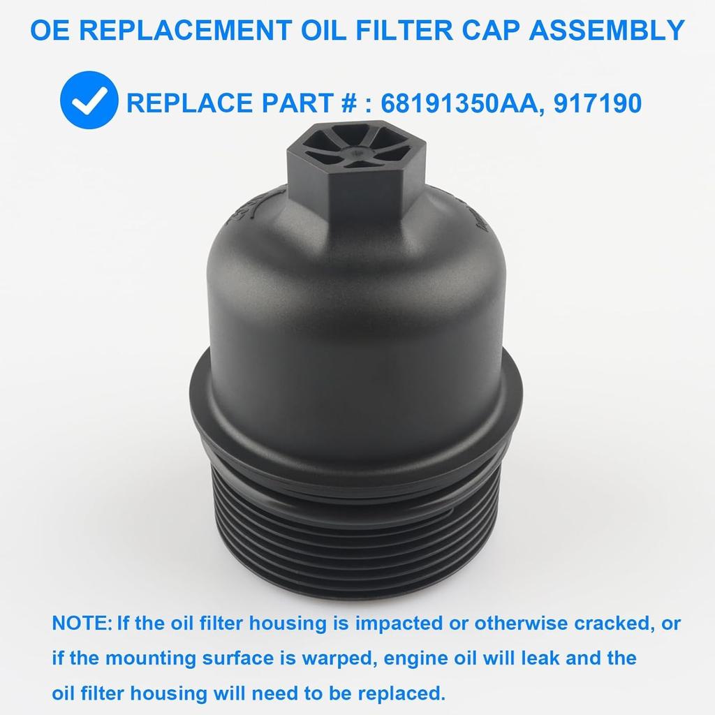 Oil Filter Housing Cap, Replace 68191350AA, 917-190 Compatible with - 200, 300,