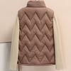 Women Winter Vest Thickened Padded Sleeveless Windproof Stand Collar Heat Retention Neck Protection Pockets Loose Cardigan Outdoor Waistcoat