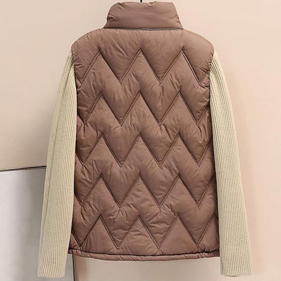 Women Winter Vest Thickened Padded Sleeveless Windproof Stand Collar Heat Retention Neck Protection Pockets Loose Cardigan Outdoor Waistcoat