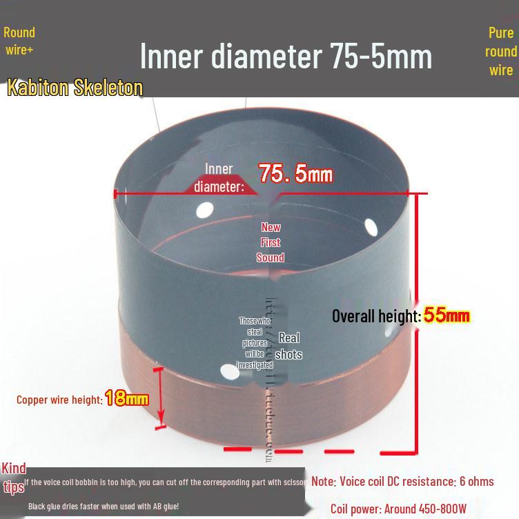 Bass Voice Coil Repair Kit: Round Wire 65.5/75.5/99.5mm, 100 Core, 12/15 Inch Speaker Parts