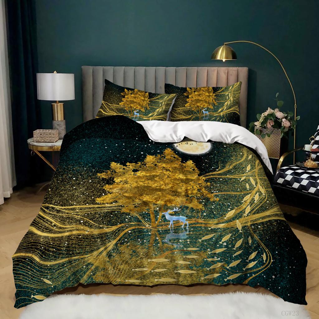 Seven-Color Deer 3D Digital Printing Kit, Quilt Cover, Bed Three-Piece Set