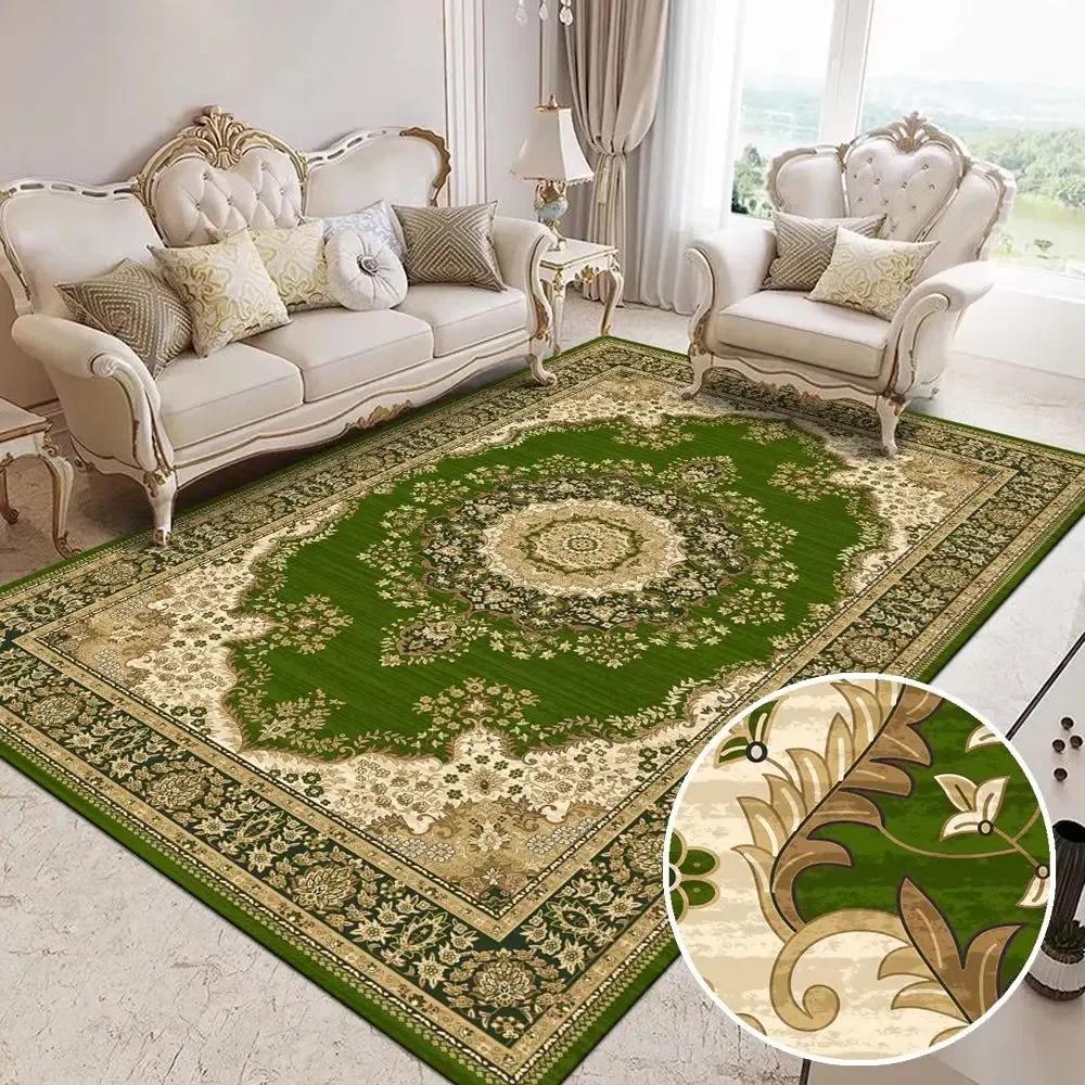 Luxury Persian Retro Carpets for Living Room Green Decoration Large Area Rugs for Bedroom Big Size Soft Customizable Floor Mats