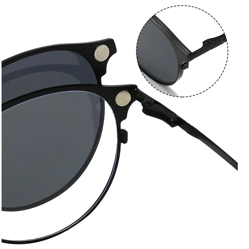 Round Metal Framed Magnetic Clips Sunglasses On Eyeglasses Optical Lens Prescription Lens Magnet Eyeglasses Blue Ray Blocking