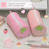 Cute Cream Strawberry Polka Dot Pink Pencil Case Student Stationery Storage Bag For Back To School Pen Supplies Gift