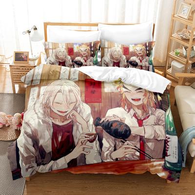 Parure de lit avec housse de couette et taie d'oreiller Motif Demon Slayer 3D