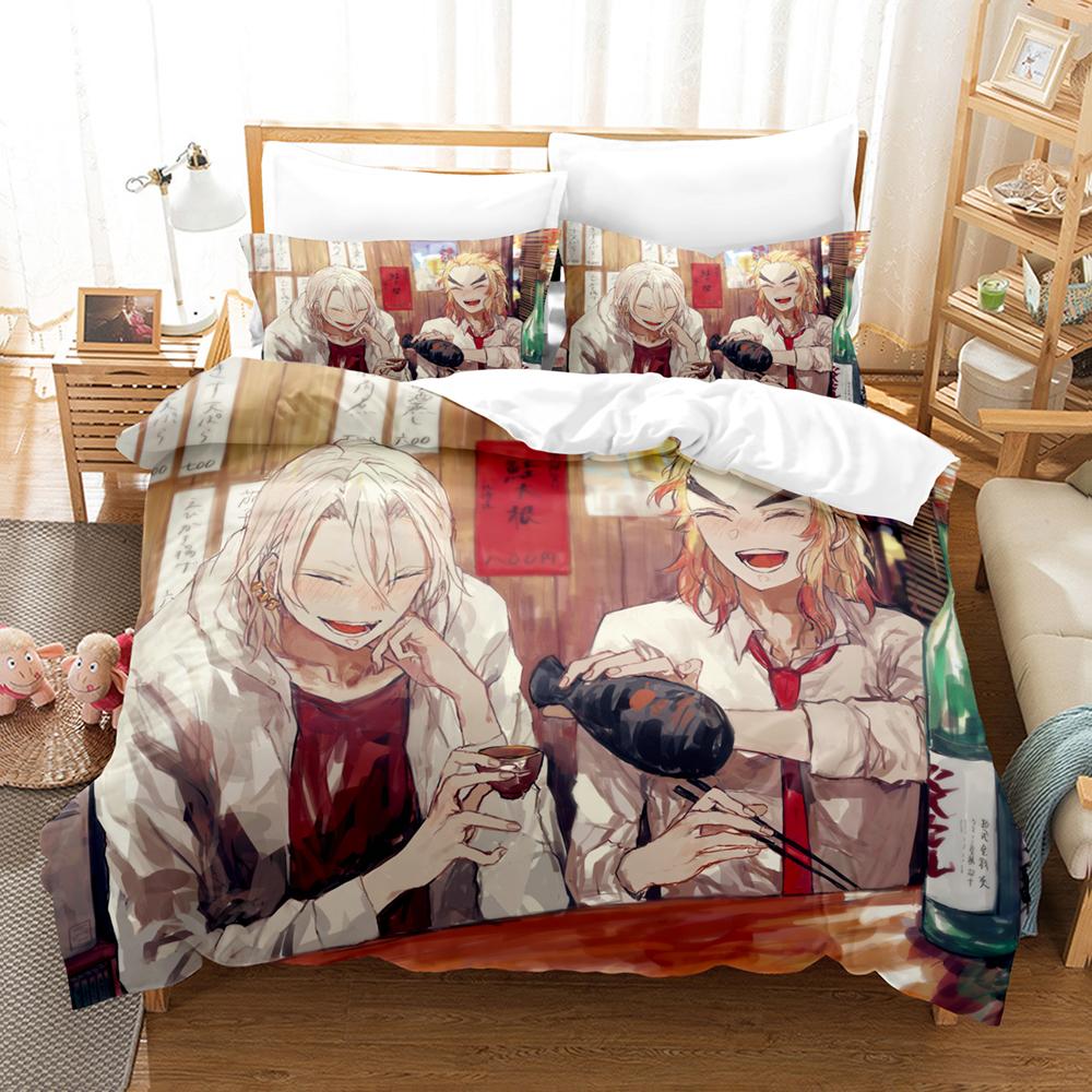Fashion 3D Print Cartoons Demon Slayer Bedding Sets Duvet Cover Set With Pillowcase Twin Full Queen King Bedclothes Bed Linen