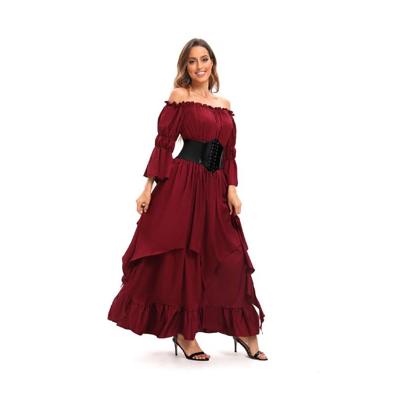 Ladies Colored Dress Medieval Costume Halloween Party Dance Performance Gift