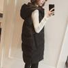 Stand Collar Hooded Down Vest Women Sleeveless Quilted Puffer Jacket Full Zip Long Coat Thick Warm